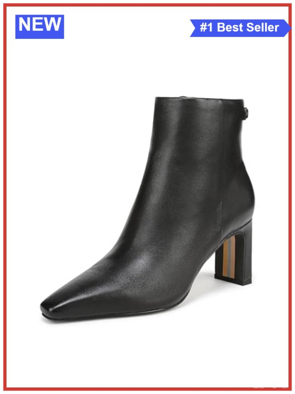 Sam Edelman Saige Heeled Ankle Bootie Snip Toe Block Heel Leather